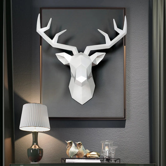 Home Statue Decoration Accessories 34X28X14Cm Vintage Antelope Head Abstract Sculpture Room Wall Decor Resin Deer Head Statues
