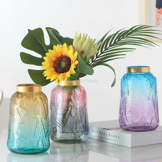 Flower Vase Home Decoration Vase for Flower Glass Vase Home Decoration Accessories Modern Wedding Gold Vase Transparent Tabletop