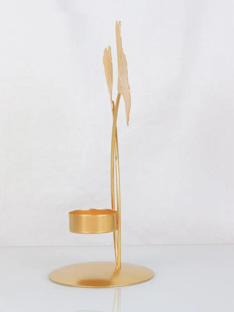 1P Cnordic Golden Ginkgo Leaf Candlestick Luxury Living Room Home Decoration Wedding Party Home Decoration Candlestick