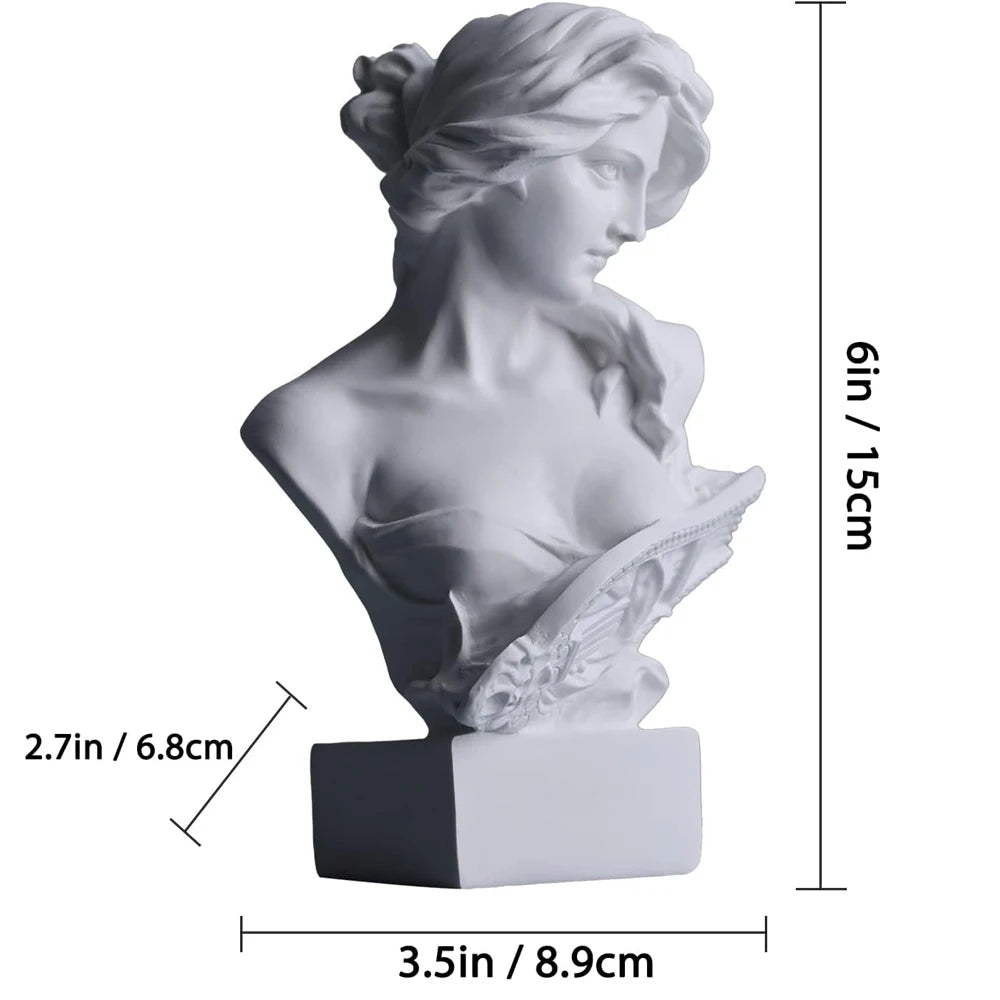 Greek Mythology Bust Statue Decor Roman Goddess Figurines Sketch Practice Aesthetics Sculptures for Living Room Bookshelf Desk