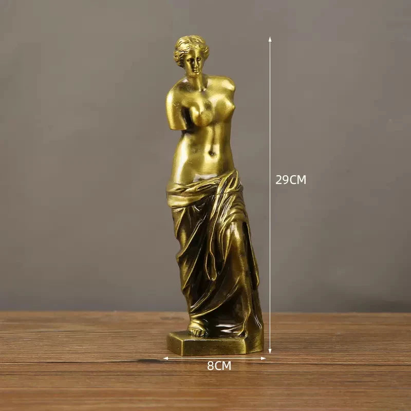 Fairy Justice Greek Goddess Statue Room Decor Venus Imitation Copper Retro Resin Statue Ornaments Home Decoration Office Decor
