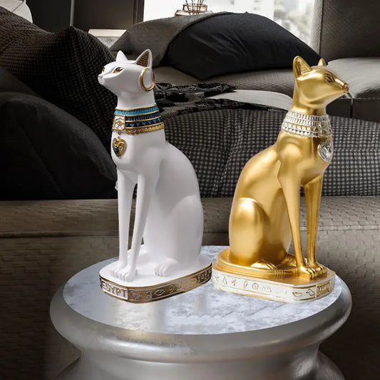 Retro Egyptian Cat Resin Statue Figurines Table Ornaments Accessories Vintage Ancient Egypt Anubis Art Sculptures Home Decor