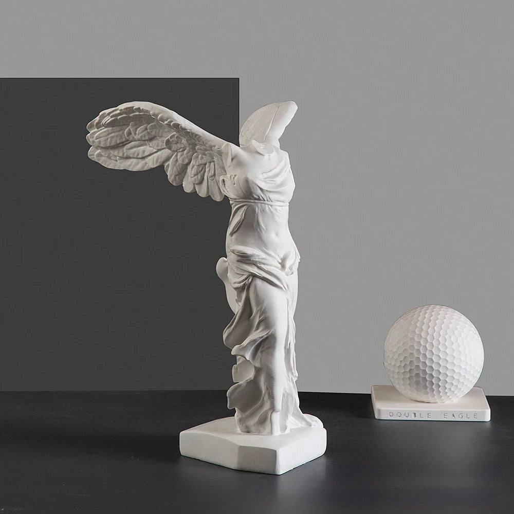 Greek Victory Goddess Statue with Angel Wings Resin Sculpture for Home Cabinet Office Desk Bookshelf Decor Artistic Decoration
