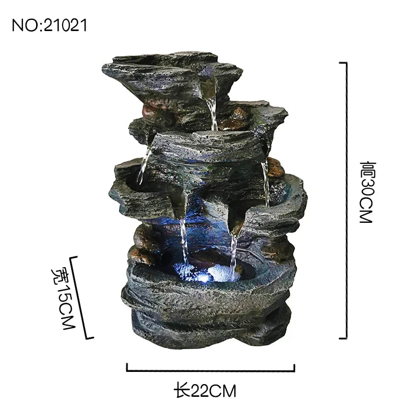 2020 New Resin Decorative Fountains Indoor Water Fountains Craft Desktop Home Decor Rockery Figurines Fengshui Water Fountain