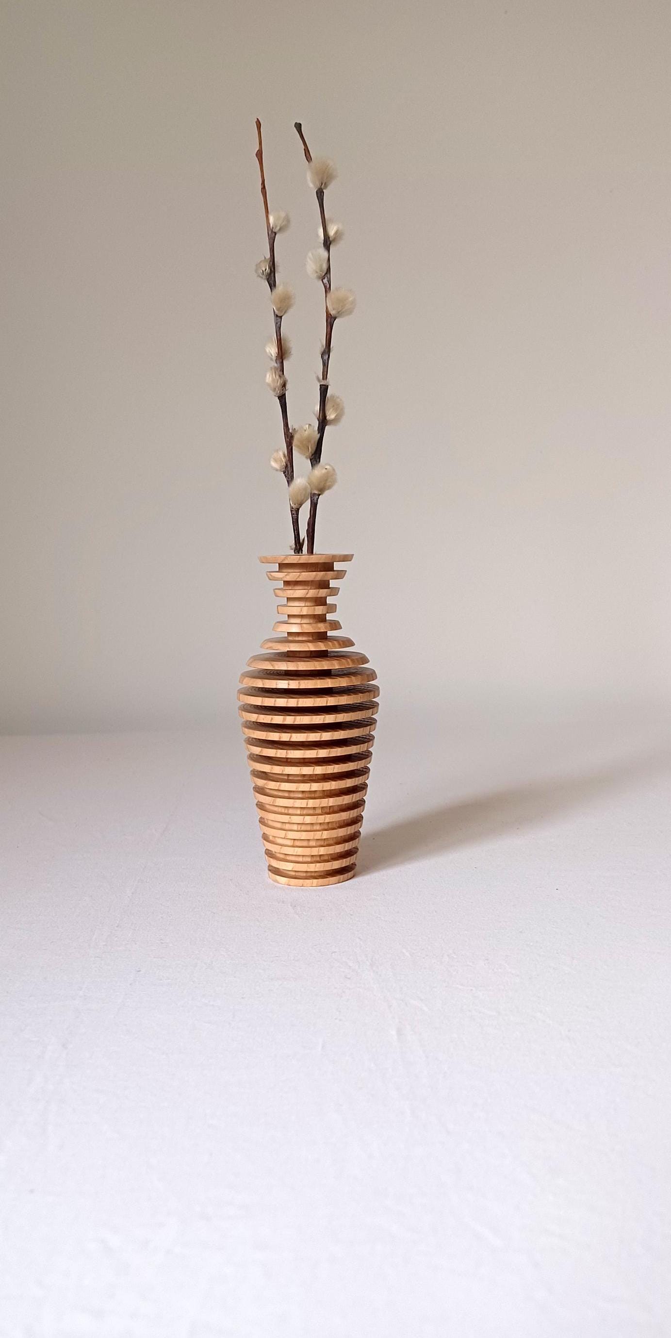 Handmade Wooden Vase Modern Wedding Gift Carved Vase Vase for Flowers Modern Vase Wooden Home Decor Vase Minimalist Vase Unique Vase