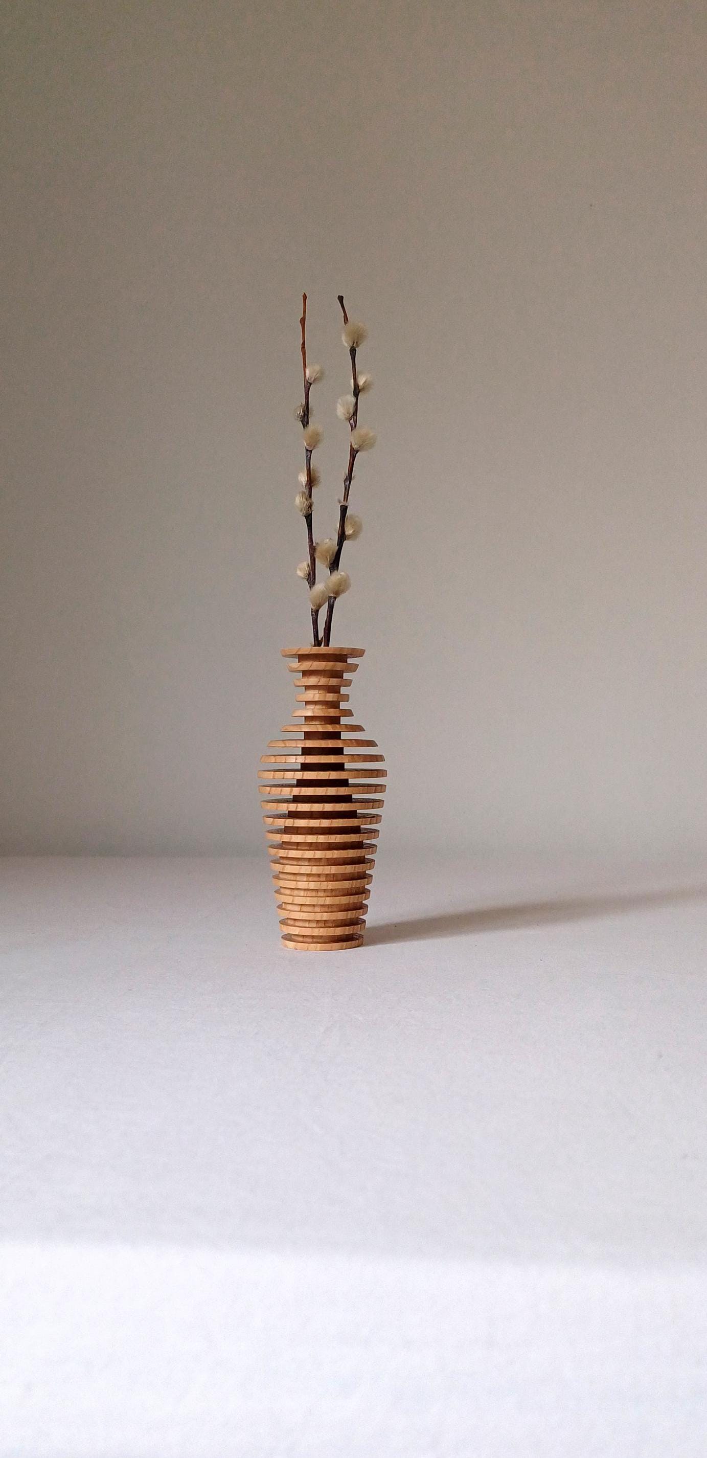 Handmade Wooden Vase Modern Wedding Gift Carved Vase Vase for Flowers Modern Vase Wooden Home Decor Vase Minimalist Vase Unique Vase