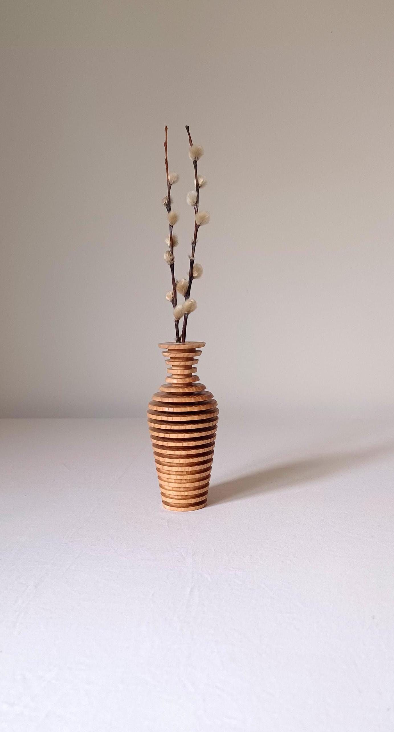 Handmade Wooden Vase Modern Wedding Gift Carved Vase Vase for Flowers Modern Vase Wooden Home Decor Vase Minimalist Vase Unique Vase