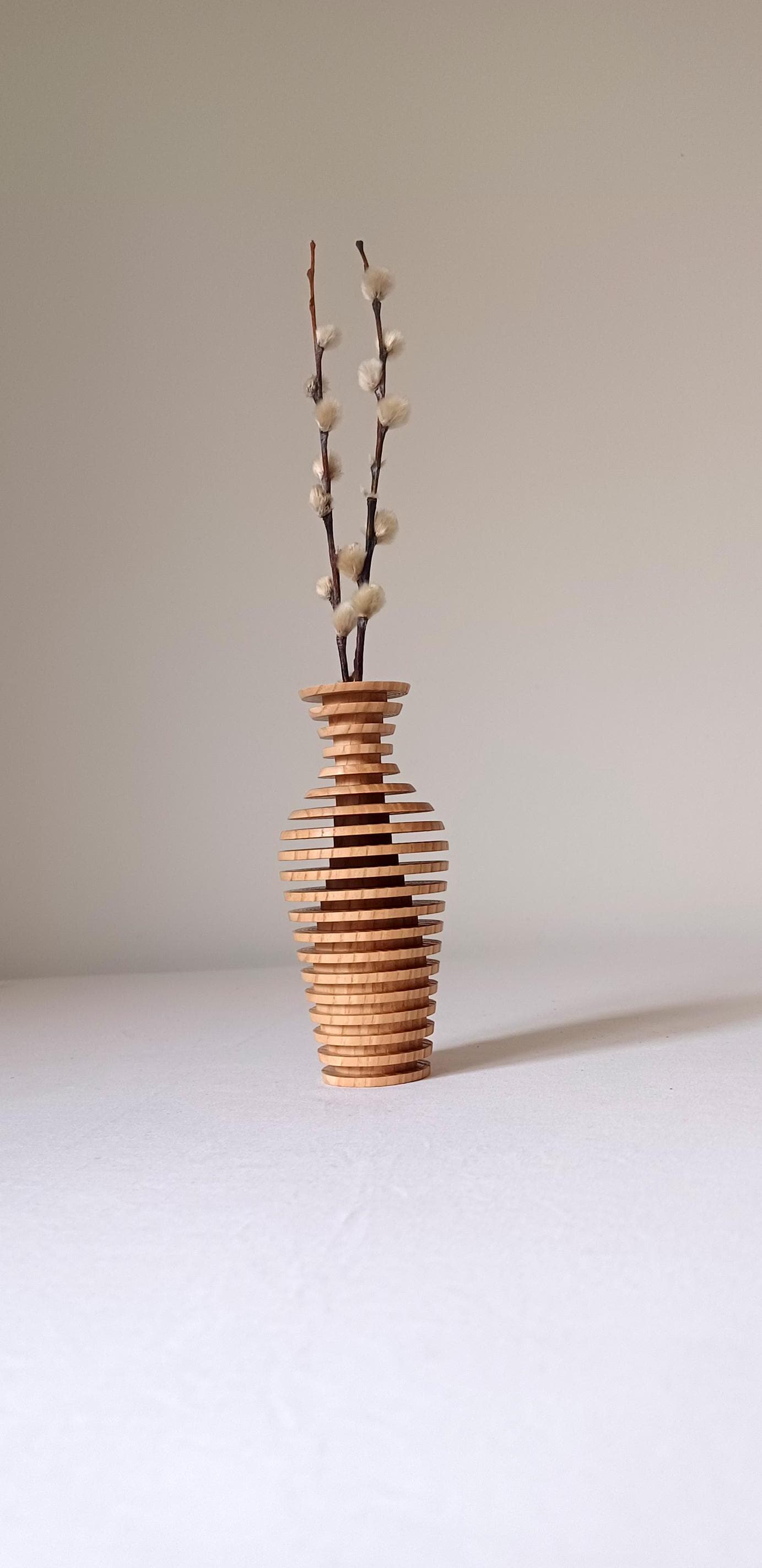 Handmade Wooden Vase Modern Wedding Gift Carved Vase Vase for Flowers Modern Vase Wooden Home Decor Vase Minimalist Vase Unique Vase
