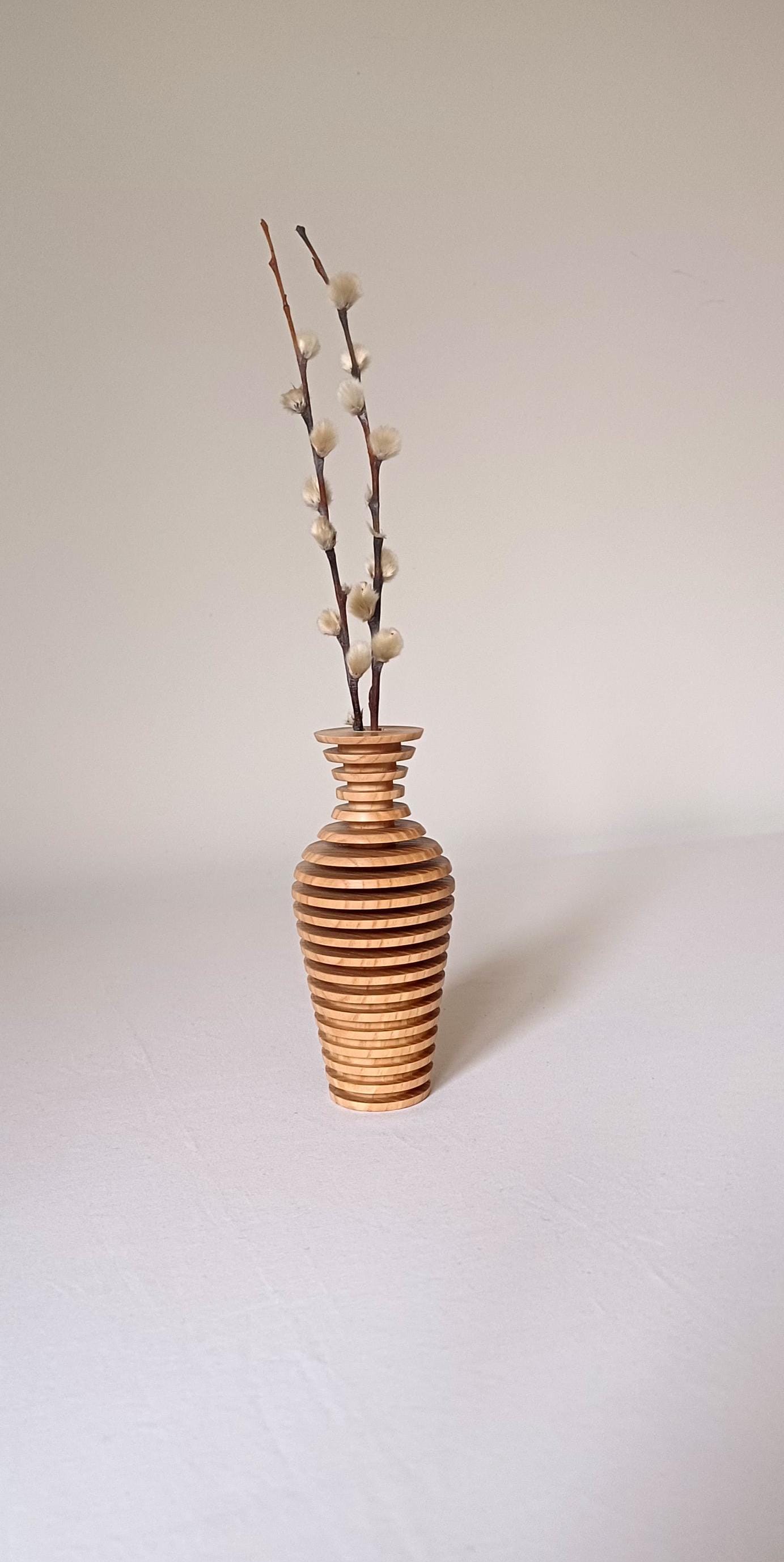 Handmade Wooden Vase Modern Wedding Gift Carved Vase Vase for Flowers Modern Vase Wooden Home Decor Vase Minimalist Vase Unique Vase