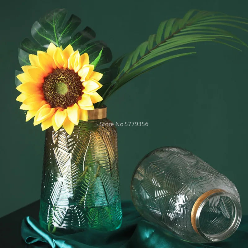 Flower Vase Home Decoration Vase for Flower Glass Vase Home Decoration Accessories Modern Wedding Gold Vase Transparent Tabletop