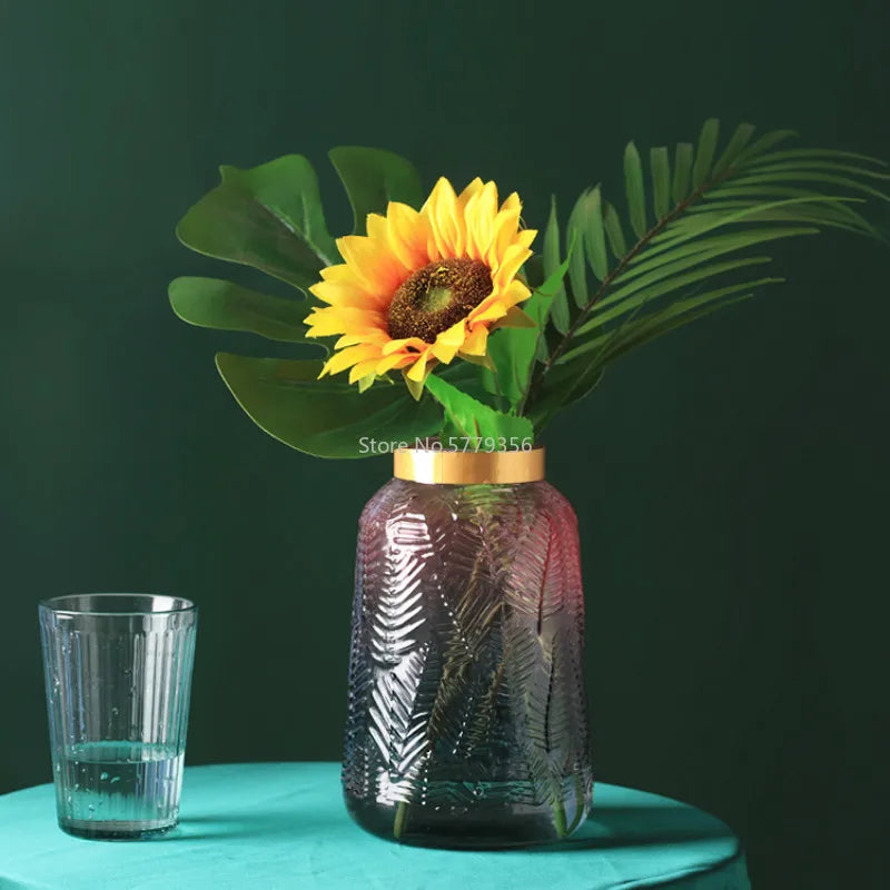 Flower Vase Home Decoration Vase for Flower Glass Vase Home Decoration Accessories Modern Wedding Gold Vase Transparent Tabletop