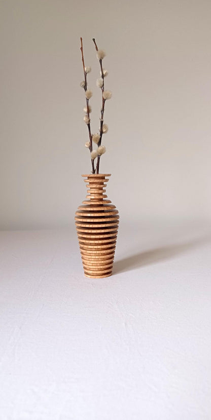 Handmade Wooden Vase Modern Wedding Gift Carved Vase Vase for Flowers Modern Vase Wooden Home Decor Vase Minimalist Vase Unique Vase